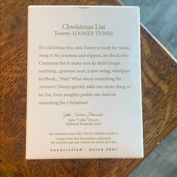Tweety Looney Tunes Hallmark Keepsake Ornament - Picture 8 of 9